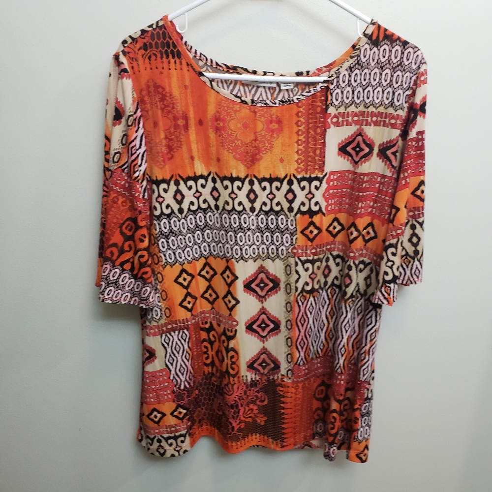 Susan Graver Multicolor Patchwork Women's Top Siz… - image 1